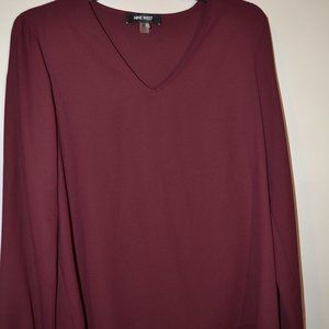 Nine West V-Neck Long Sleeve Blouse